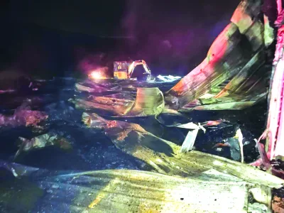 Fire engulfs two poultry barns